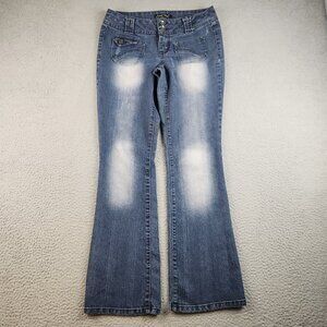 L.E.I. Jeans Women's Jr's 7 Ashley Low Rise Blue Denim Pants Flare Stretch